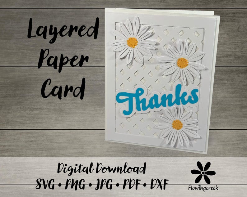 Daisy Layered Thank You Card SVG Floral Papercraft Design Cricut ...