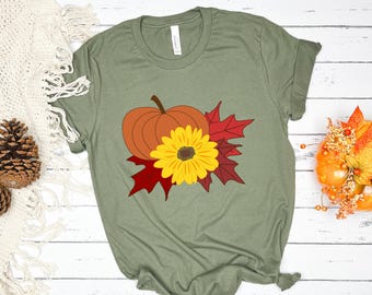 Descarga digital de imágenes prediseñadas de calabaza, girasol y hojas de otoño