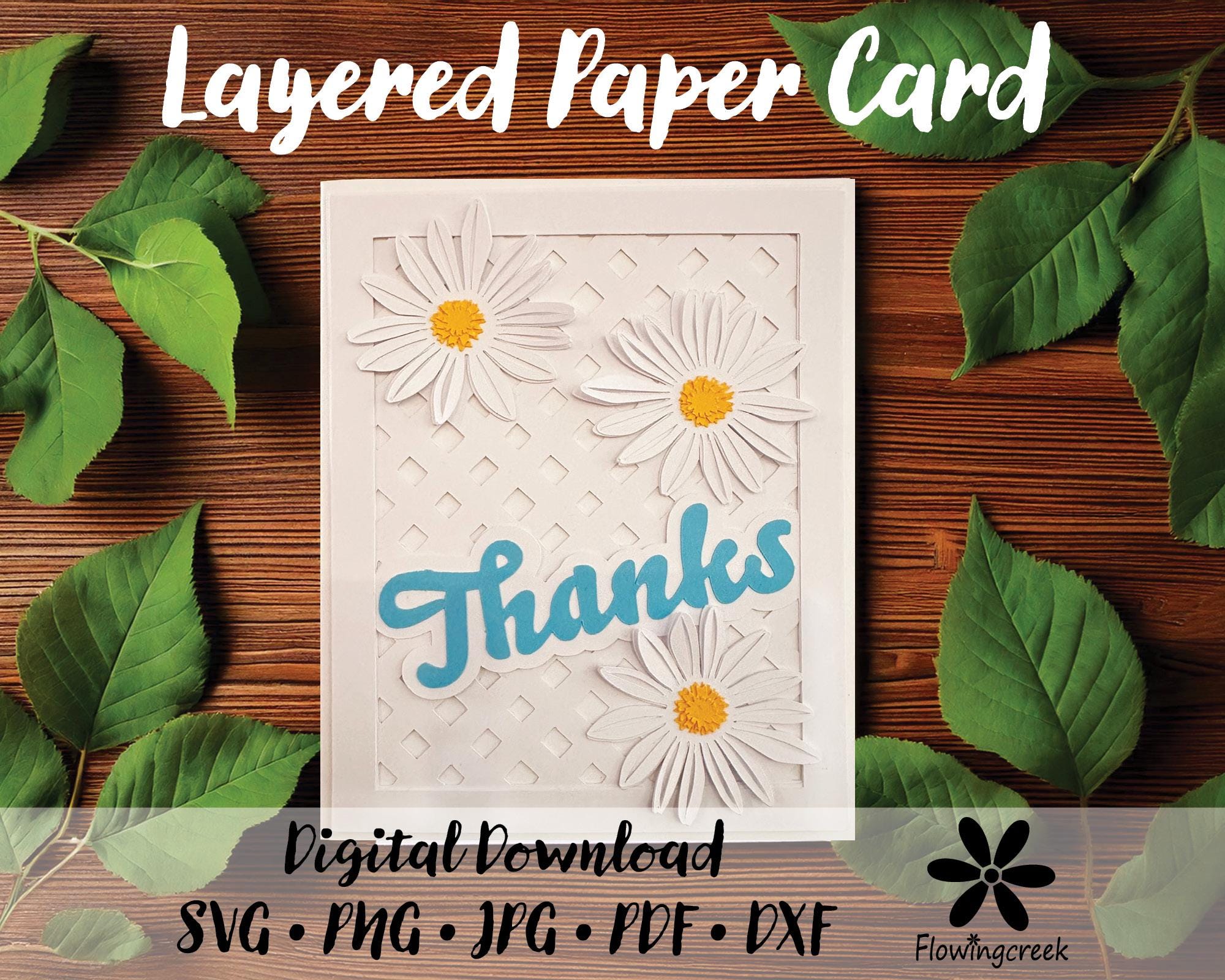 Daisy Layered Thank You Card SVG Floral Papercraft Design Cricut ...