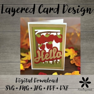 Archivo de corte SVG de tarjeta de felicitación en capas 3D de Hello Apples: descarga instantánea para máquinas de corte Cricut o Silhouette