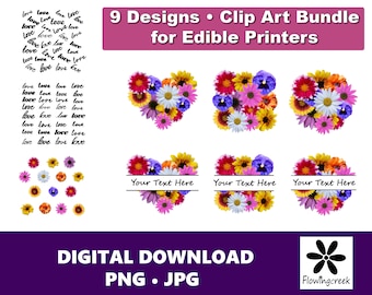 Floral Clip Art Bundle Edible Printer Designs Digital Download