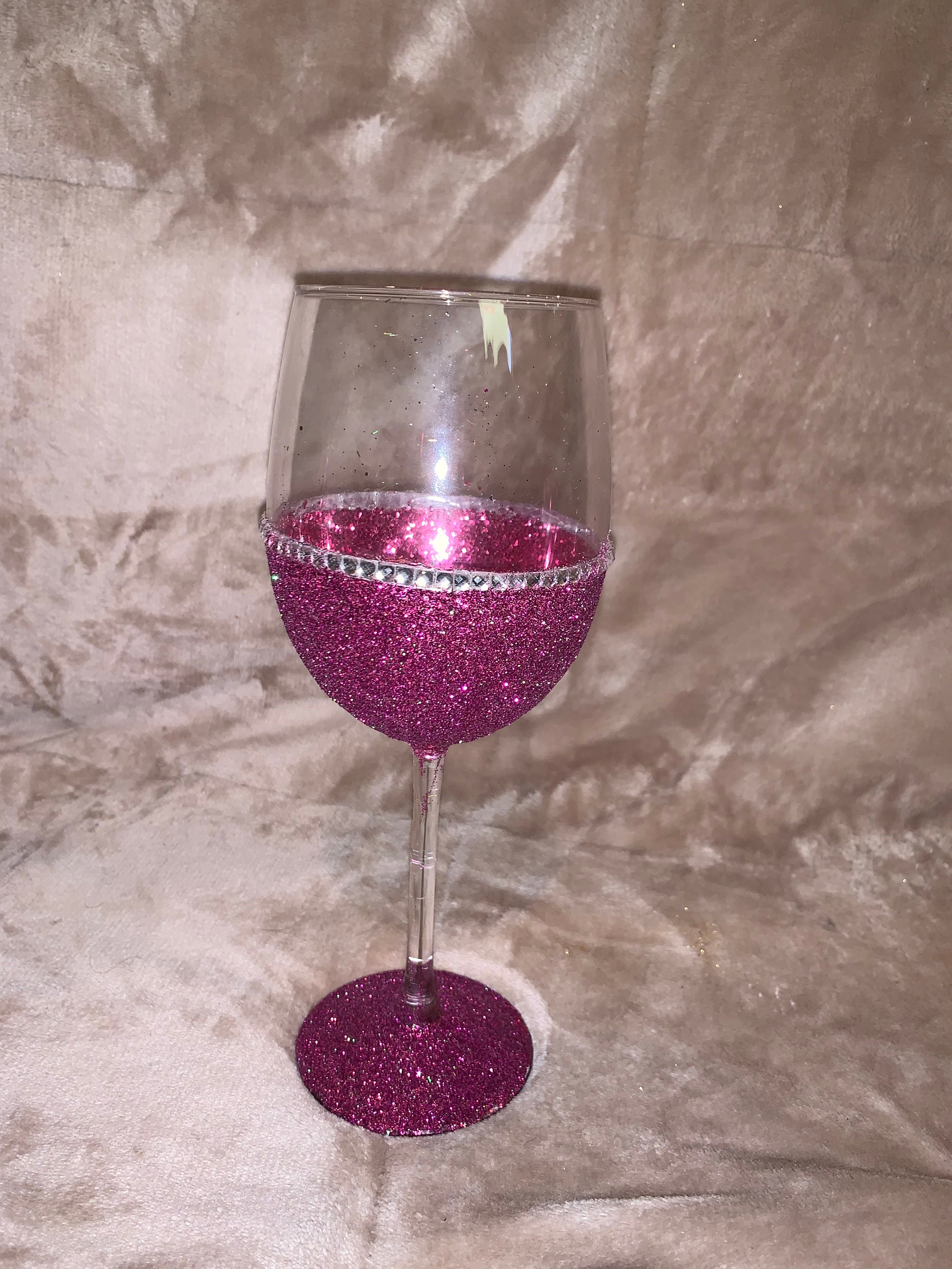 2 Ounce Hand Tinted Pink Chunky Glitter Glass