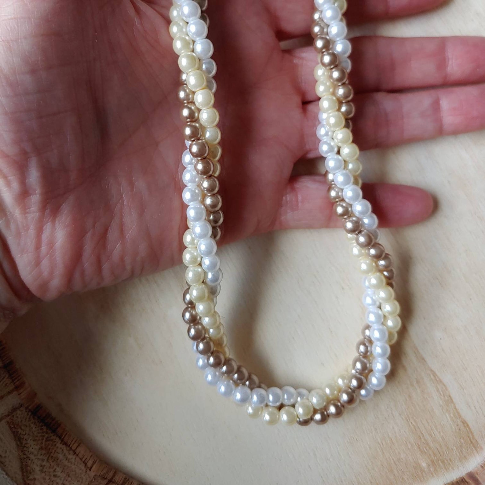 Vintage Avon 3 Strand Faux Pearl Necklace. 3 Color Twisted Etsy