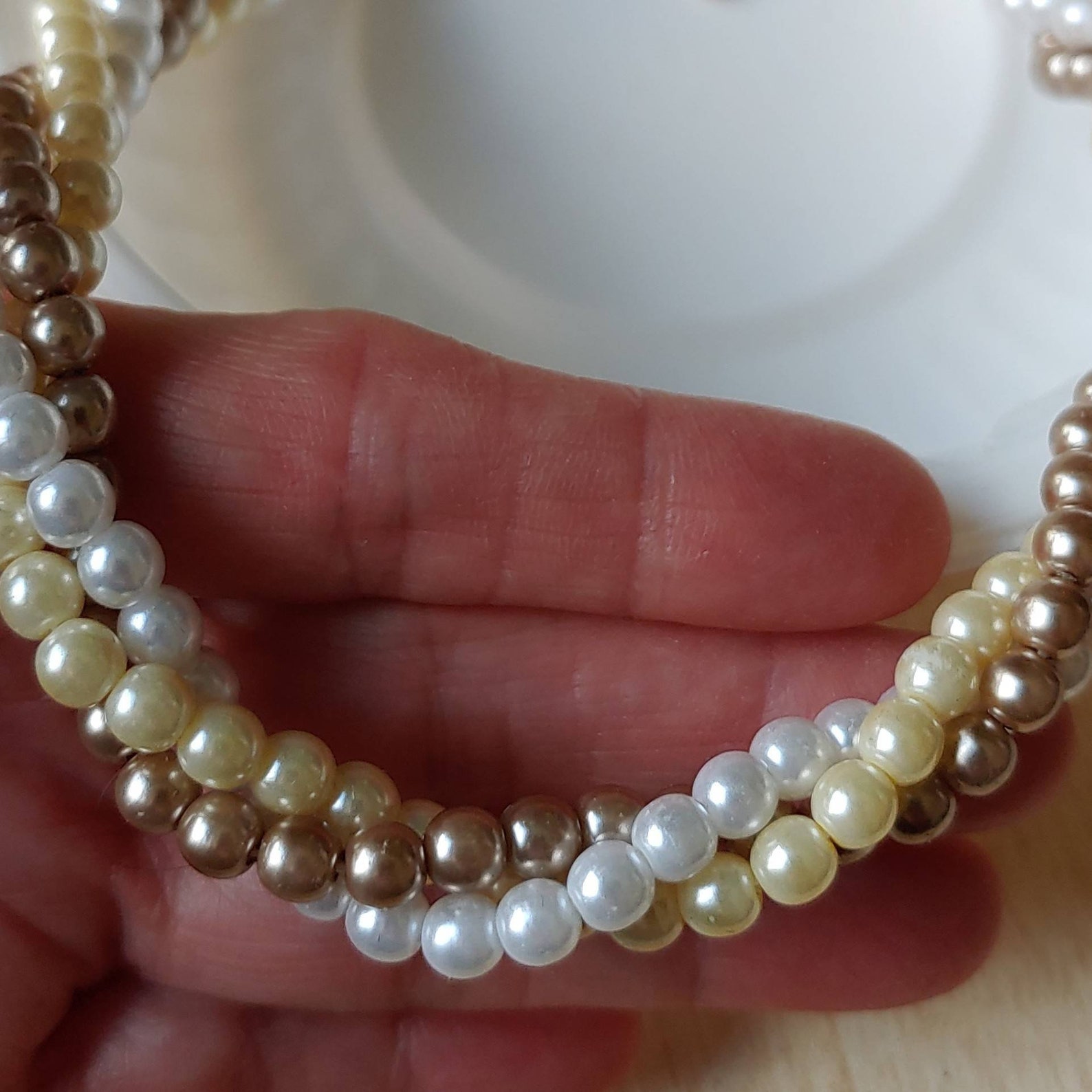 Vintage Avon 3 Strand Faux Pearl Necklace. 3 Color Twisted - Etsy