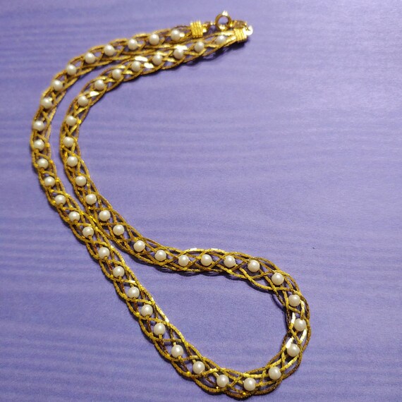 Vintage Avon Braided Goldtone Necklace with Faux … - image 2