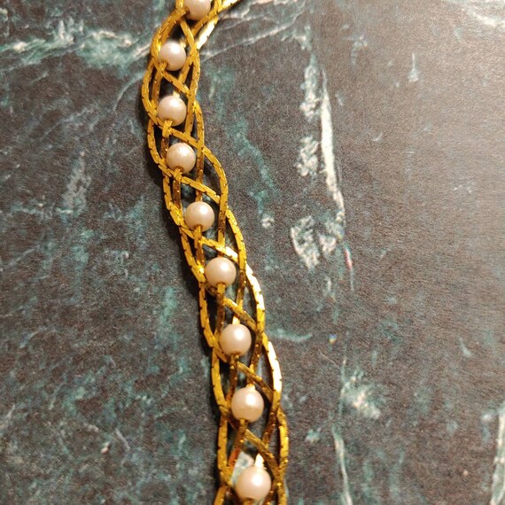 Vintage Avon Braided Goldtone Necklace with Faux … - image 8