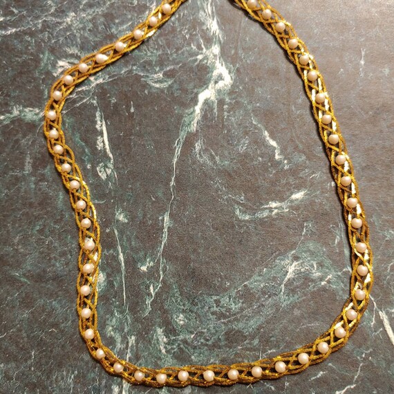 Vintage Avon Braided Goldtone Necklace with Faux … - image 7