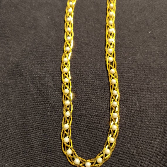 Vintage Avon Braided Goldtone Necklace with Faux … - image 3