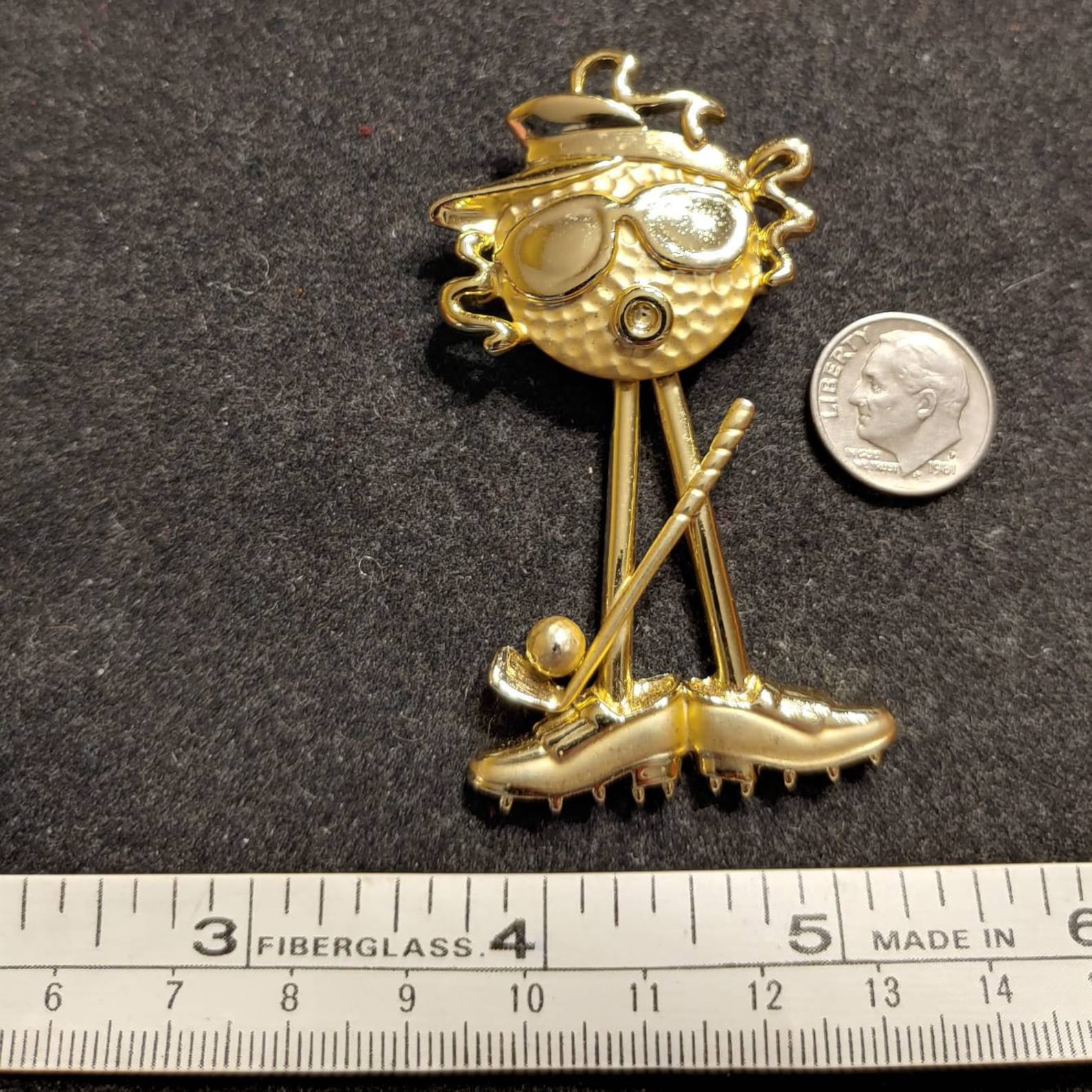 AJC Vintage Lady Golfer Brooch. Quirky Goldtone Swiveling Pin. Etsy UK