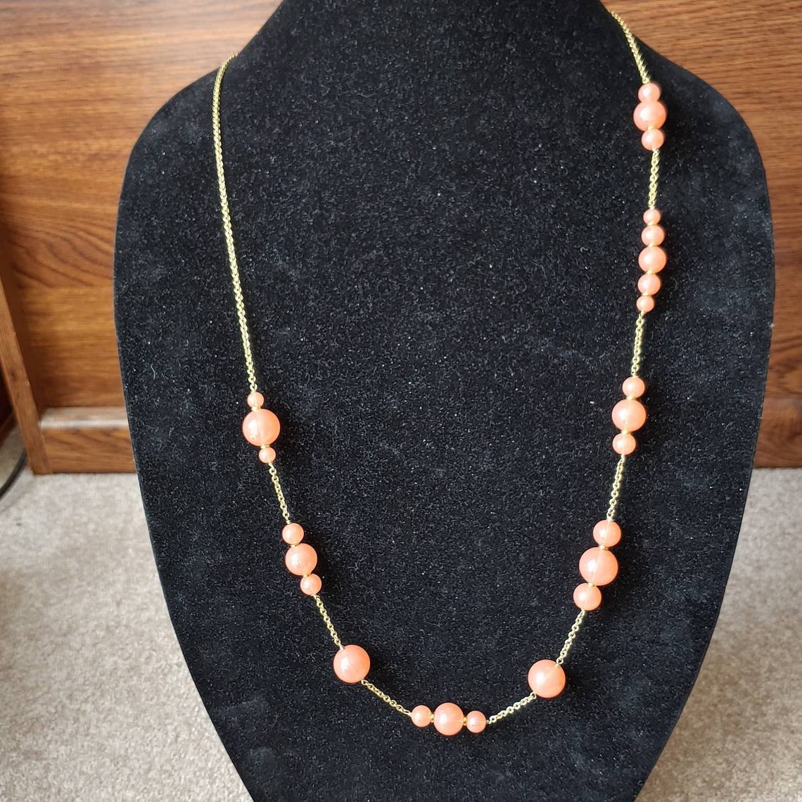 Vintage J Crew Salmon Pink Necklace. 17 Drop/length Etsy