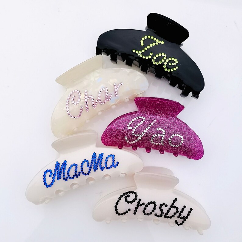 Personalized Name Hair Claw Hair Clips Sparkling Diamond Etsy