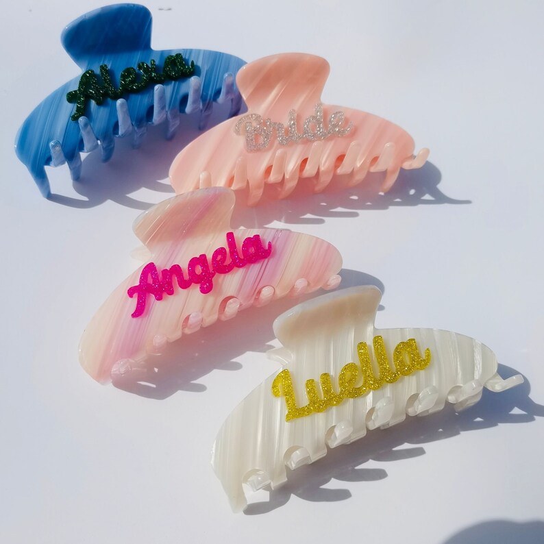 Personalized Name Hair Claw Hair Clips Sparkling Diamond Etsy