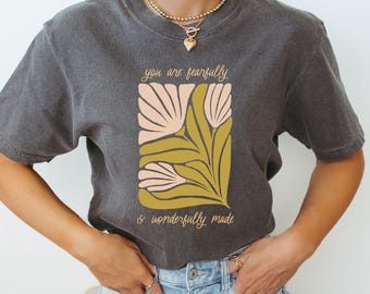 You Are Fearfully and Wonderfully Made PNG, Psalm 139:14 PNG, Fearfully and Wonderfully Made Shirt, Retro Christian Floral Sublimation Png