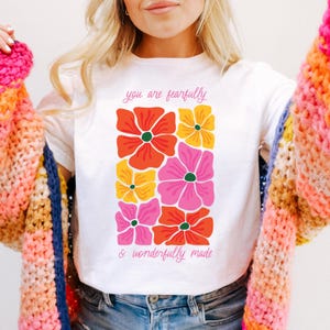 You Are Fearfully and Wonderfully Made PNG, Psalm 139:14 PNG, Christian Sublimation Designs, Mothers Day Scripture PNG, Retro Floral Png