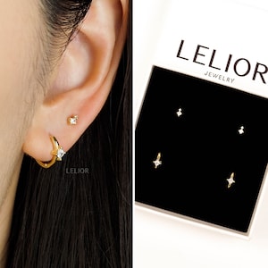 White CZ Earring Gift Set • earring set • gift ready • gift for her • gift for mom • valentine's day • diamond shape cz • delicate earrings