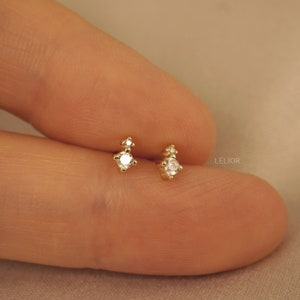 Tiny CZ Stud Earrings • cz dainty earrings • tiny diamond studs • minimalist earrings • small stud earrings • silver stud earrings