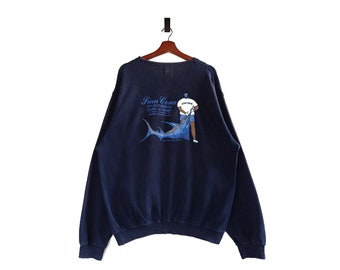 Vintage Lupo Di Mare Sina Cova Sportfishing Sweatshirt Medium Size