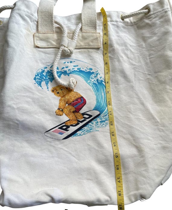 Rare!vintage Polo Ralph Lauren Surfing Bear Drawstring Canvas