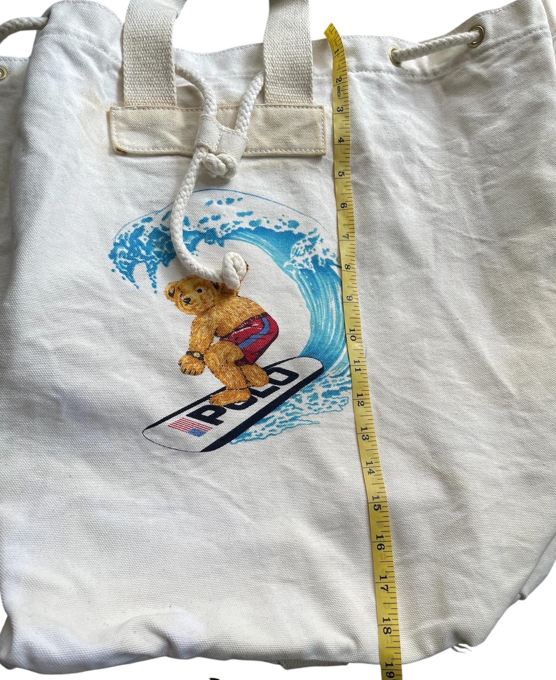 Rare!vintage Polo Ralph Lauren Surfing Bear Drawstring Canvas