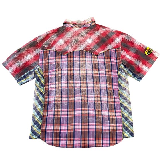 Multicolor Patchwork Plaid Flannel-Style Shirt | … - image 4