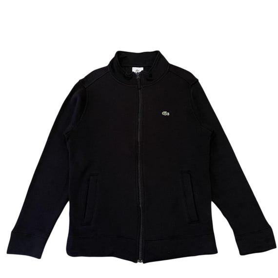 Vintage Lacoste Sport Full Zip Knit Jacket Black Made in Japan
