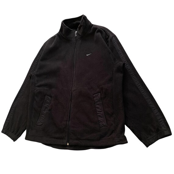 VINTAGE 90s/y2k Nike Black Full-zip Fleece Jacket Men's M