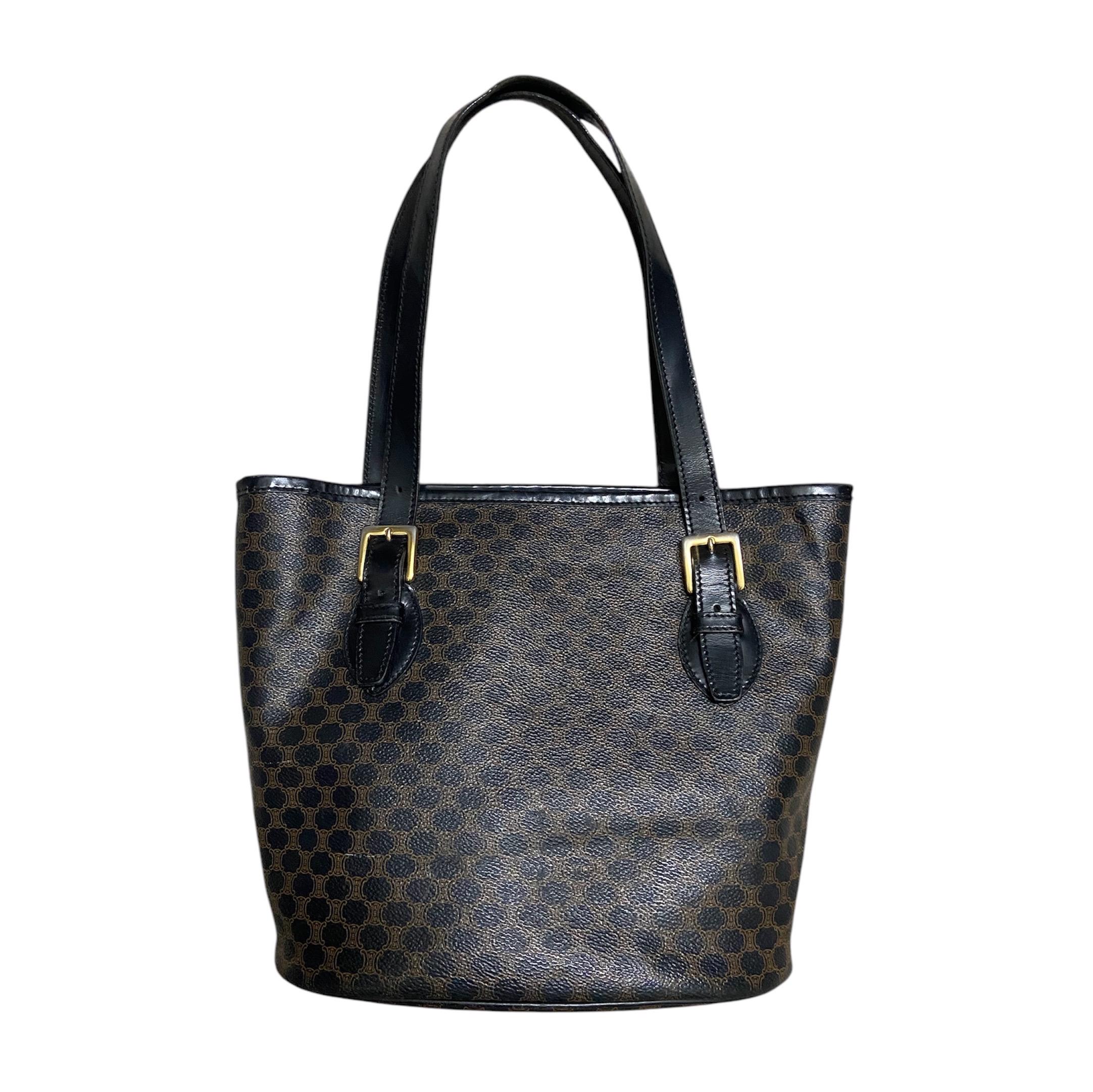 Celine Macadam Blason Leather Tote Bag Black Brow - Etsy