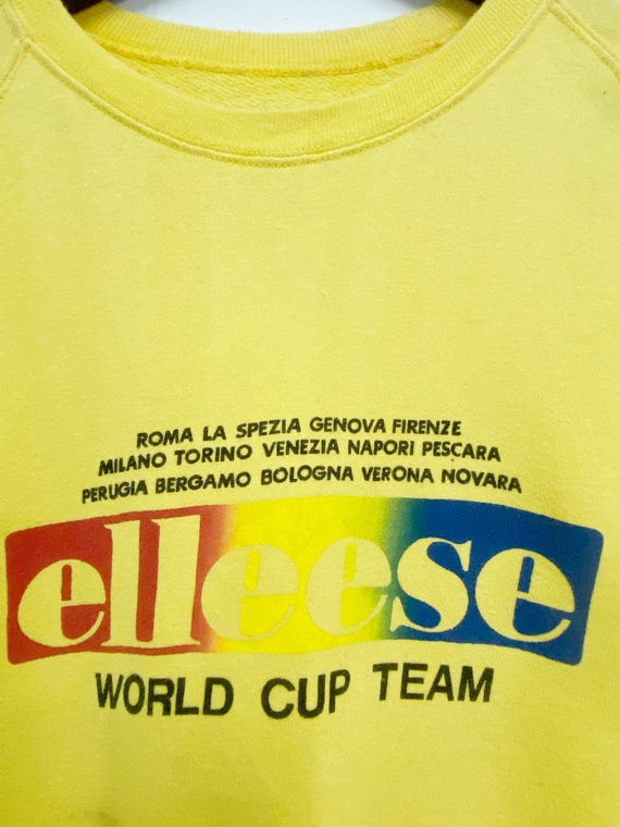 Vintage 80s Ellesse Crewneck Sweatshirt Yellow Si… - image 4