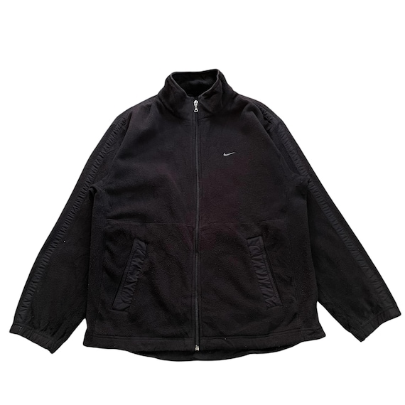 VINTAGE 90s/y2k Nike Black Full-zip Fleece Jacket Men's M