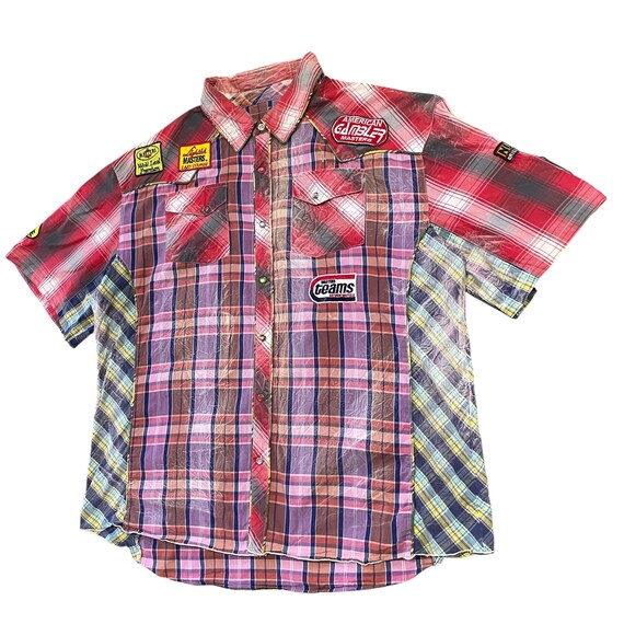 Multicolor Patchwork Plaid Flannel-Style Shirt | … - image 3