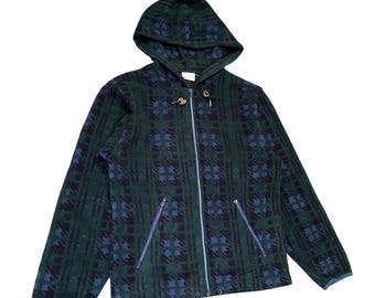 Vintage 90s L.L. Bean Patterned Fleece Hoodie | Geometric Abstract