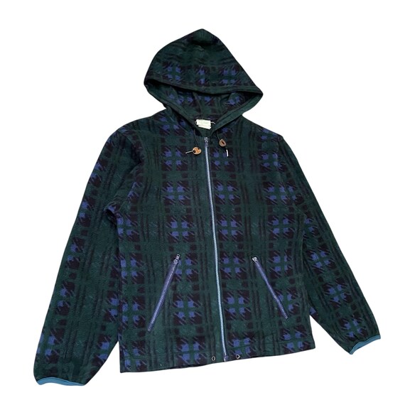 Vintage 90s L.L. Bean Patterned Fleece Hoodie | Geometric Abstract