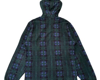 Vintage 90s L.L. Bean Patterned Fleece Hoodie | Geometric Abstract