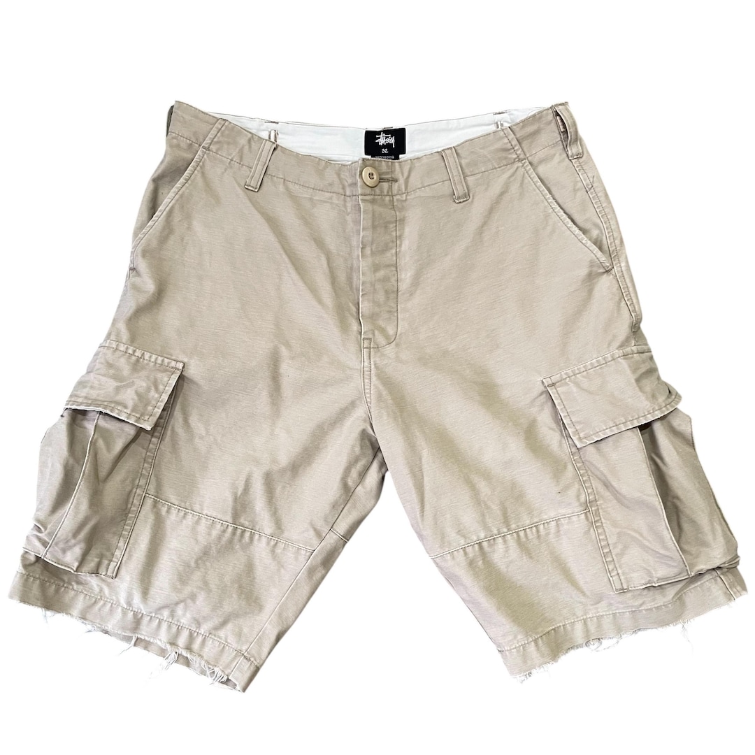 Vintage Stüssy Cargo Shorts Khaki Tan Size 32 - Mens Streetwear