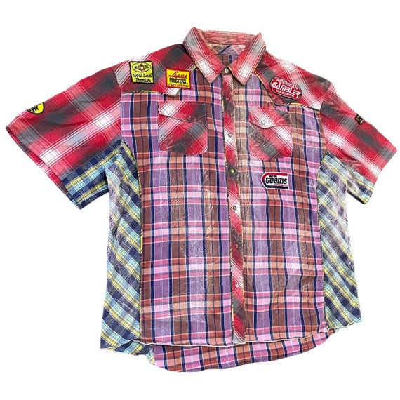 Multicolor Patchwork Plaid Flannel-Style Shirt | … - image 2
