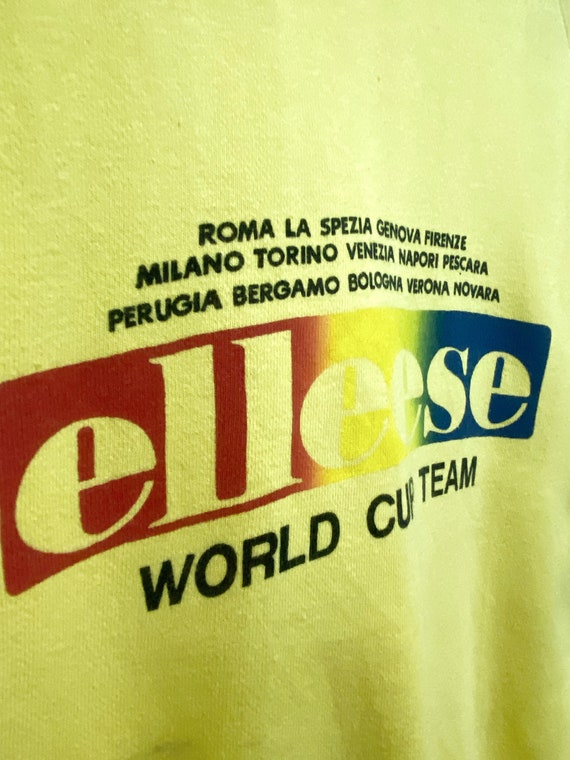 Vintage 80s Ellesse Crewneck Sweatshirt Yellow Si… - image 3