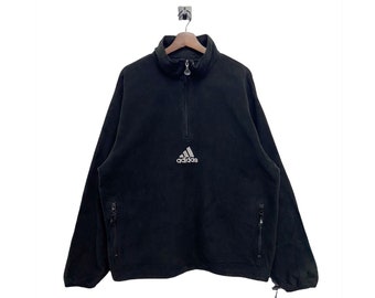 Vintage Adidas Equipment Center Logo Oversized Halfzip Fleece Size M