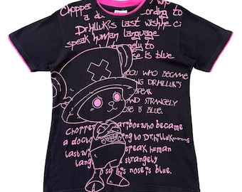 Vintage OnePiece Tony Tony Chopper Graffiti T-Shirt - Black & Pink Anime Tee