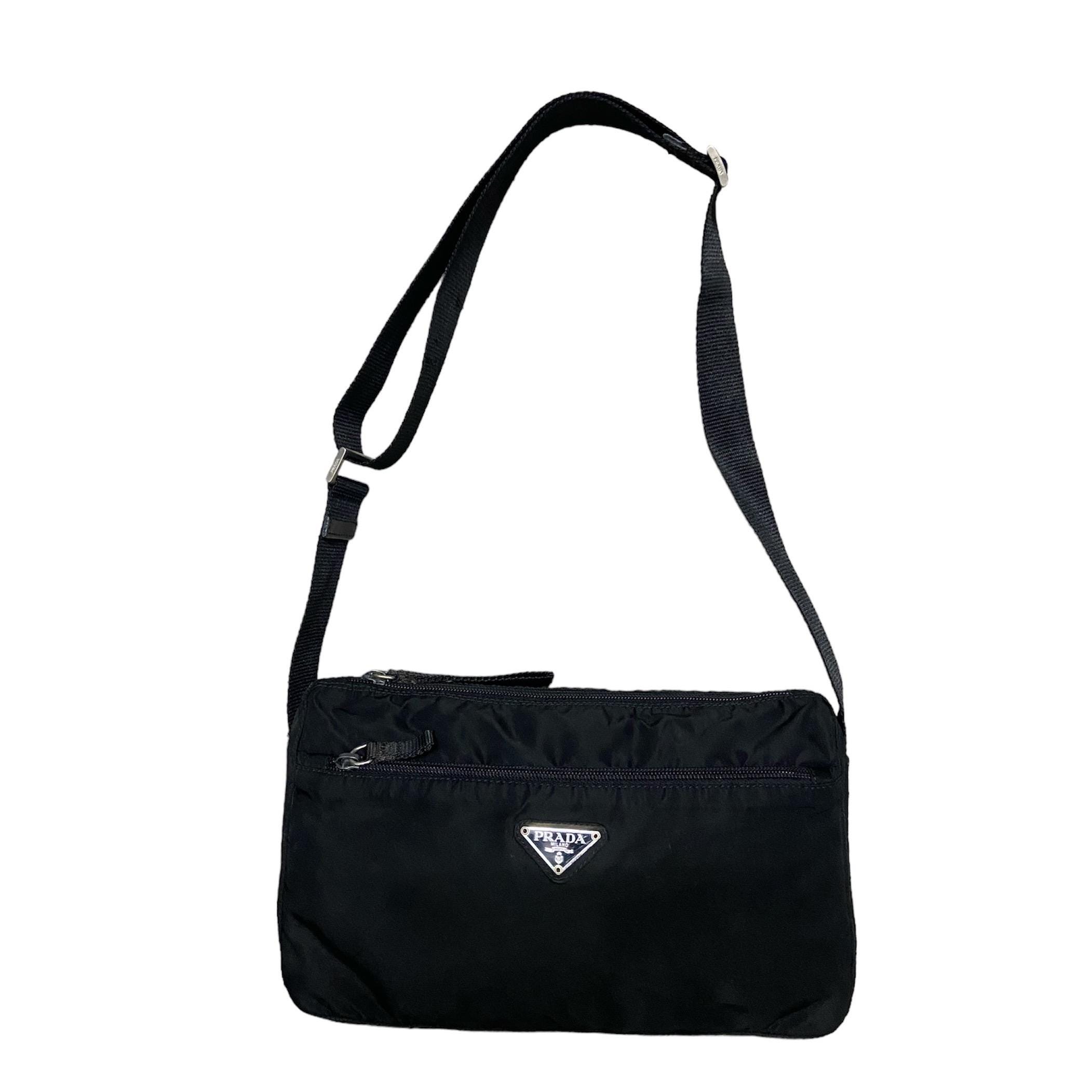 Tas Prada Pattina Prada Crossbody Tessuto Saffiano Nero Bag Prada