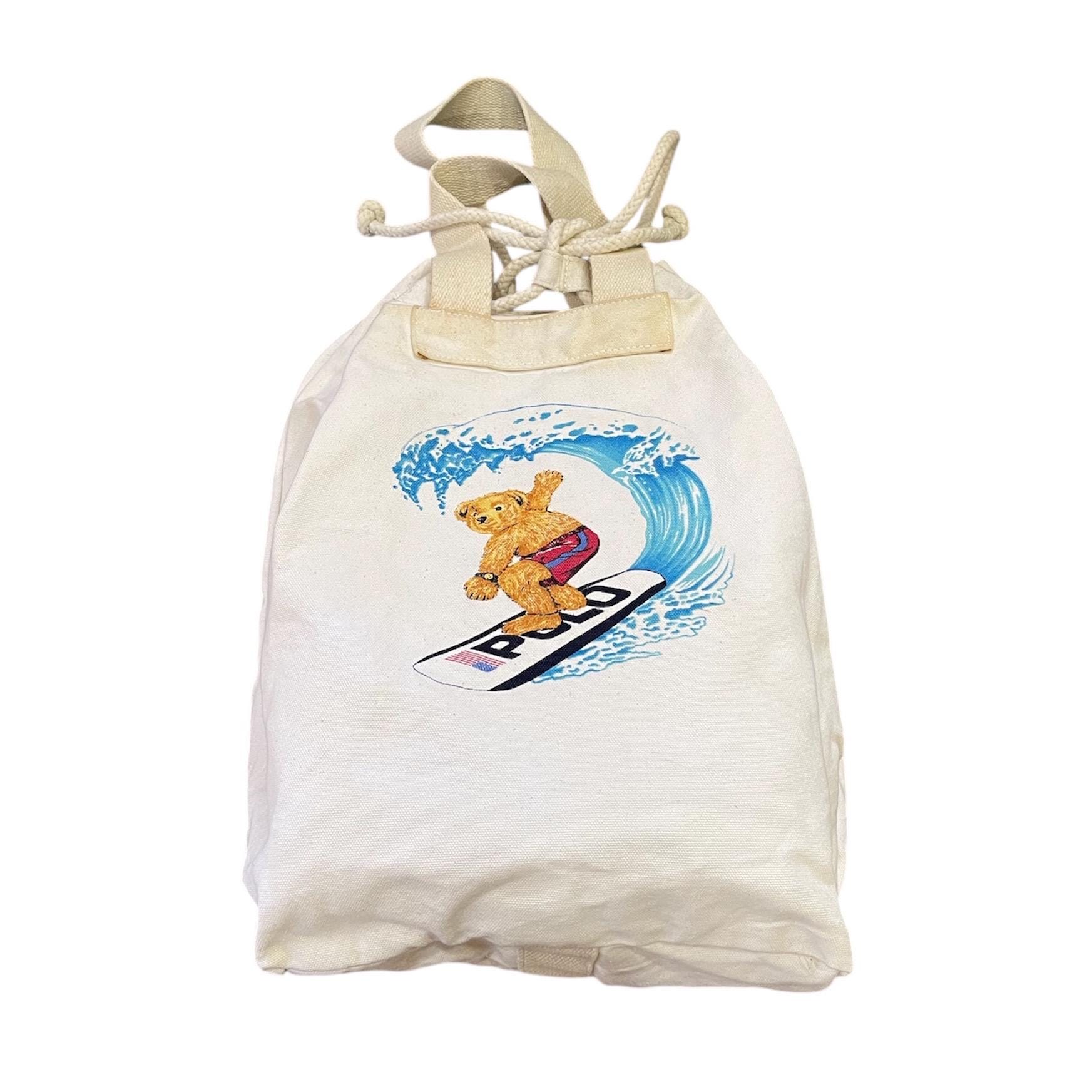 Rare!vintage Polo Ralph Lauren Surfing Bear Drawstring Canvas