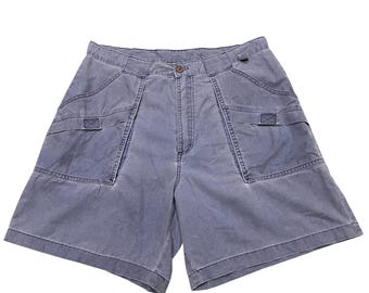 Pantalones cortos utilitarios vintage JanSport para exteriores, de lona de algodón azul, estilo Gorpcore, para hombre, talla 34