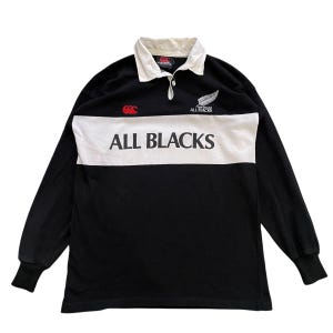 VINTAGE 90s Canterbury All Blacks Rugby Shirt | Long Sleeve | Made