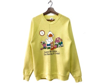 Vintage 80s Copyright by Freestyle Crewneck Sweatshirt Yellow Size L