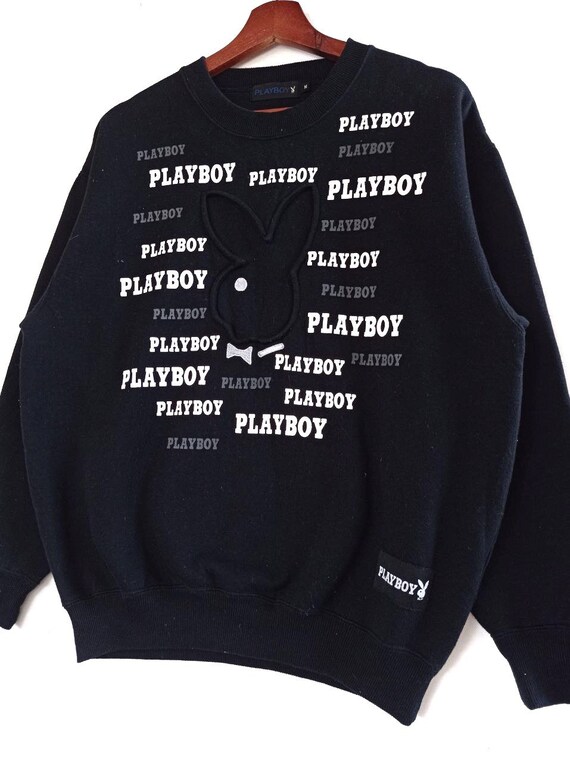 Vintage Playboy embroidery logo 90s grey XL sweatshirt hugh hefner