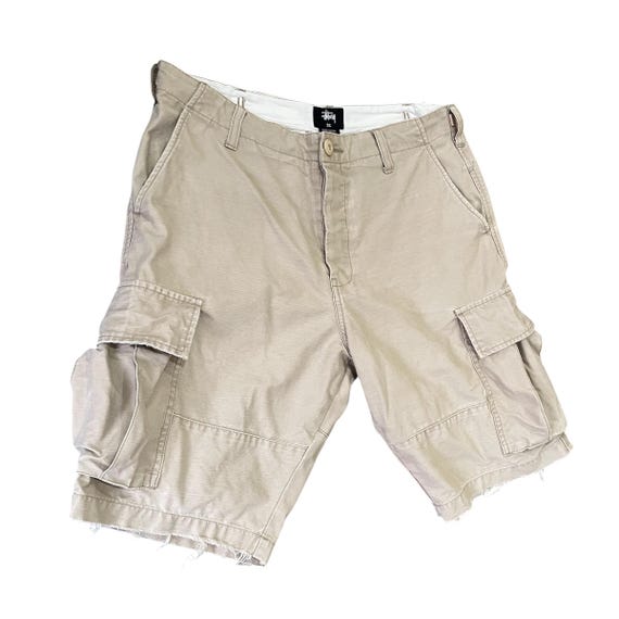 Vintage Stüssy Cargo Shorts Khaki Tan Size 32 - Mens Streetwear