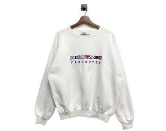 Vintage 90s Vancouver Canada Sweatshirt White Size M