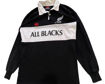 VINTAGE 90s Canterbury All Blacks Rugby Shirt | Long Sleeve | Made