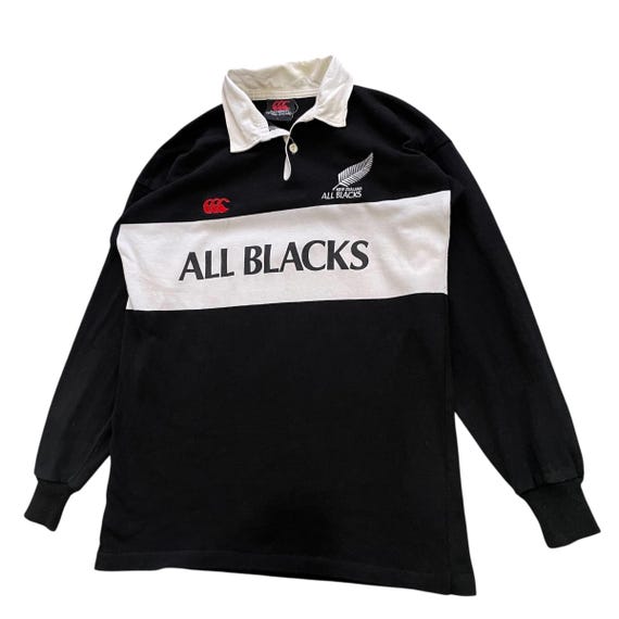 VINTAGE 90s Canterbury All Blacks Rugby Shirt | Long Sleeve | Made
