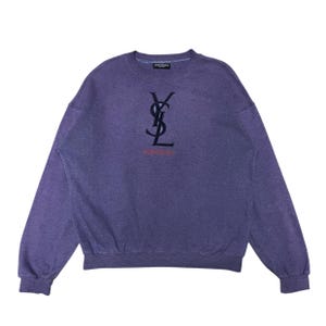 Vintage Yves Saint Laurent Embroidery Big Logo Sweatshirt M