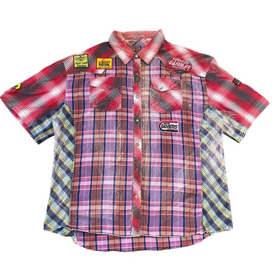 Multicolor Patchwork Plaid Flannel-Style Shirt | … - image 1